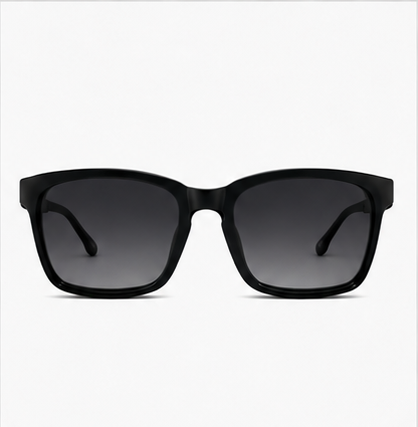 Clip Five Shiny Black Rectangle Prescription Sunglasses - image 2