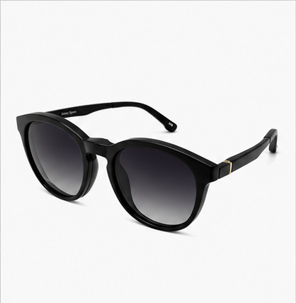 Clip Four Shiny Black Round Prescription Sunglasses - image 1