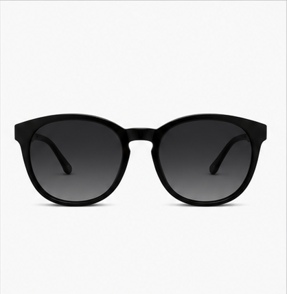 Clip Four Shiny Black Round Prescription Sunglasses - image 2