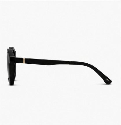 Clip Four Shiny Black Round Prescription Sunglasses - image 3