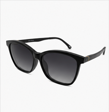 Clip Three Shiny Black Square Prescription Sunglasses - image 1