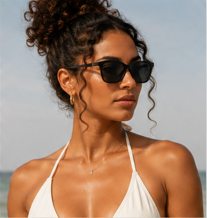 Clip Three Shiny Black Square Prescription Sunglasses - image 5