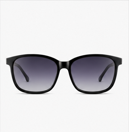 Clip Two Shiny Black Square Prescription Sunglasses - image 2
