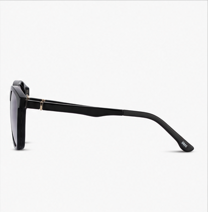 Clip Two Shiny Black Square Prescription Sunglasses - image 3
