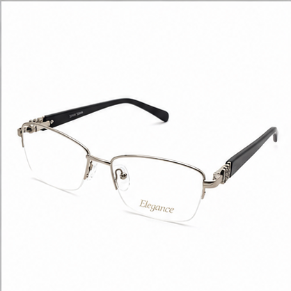 Elegance 2047 Silver Black Rectangle Glasses - image 1