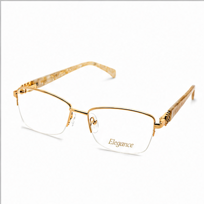 Elegance 2047 Gold Pearl Rectangle Glasses - image 1