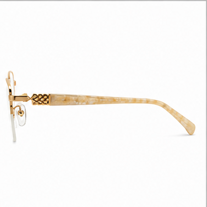 Elegance 2047 Gold Pearl Rectangle Glasses - image 3