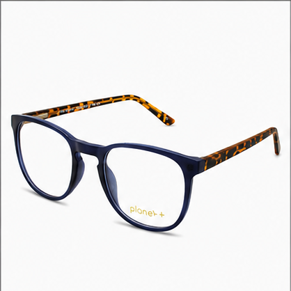 PLANET+19 Navy Tortoise Rectangle Prescription Glasses - image 1