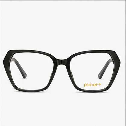 PLANET+26 Shiny Black Geometric Prescription Glasses - image 2