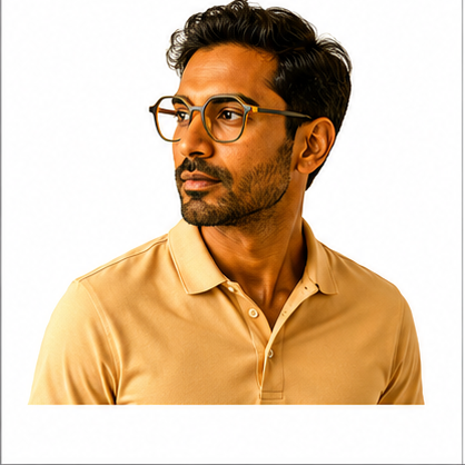 PLANET+29 Brown Yellow Geometric Prescription Glasses - image 7